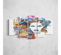 Homemania HM205PKNV-89 Cuadro Mujer Retrato, Multicolor, 100 X 3 X 60 Cm, 5 Piezas
