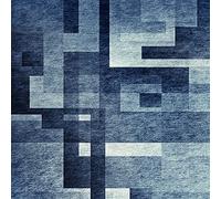 Homemania HMNT104-80X120CM Alfombra Impresa The Tone of The Blue Geométrico Antideslizante, Multicolor, 80 x 120 cm