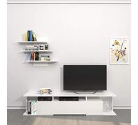 Homemania HOMARB-020 Mueble TV Bounty con Estantes y Puertas, Aglomerado Melamínico, Blanco, 170 x 32 x 36 cm