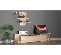 Homemania HOMARB-021 Mueble TV Bounty con Estantes y Puertas, Aglomerado Melamínico, Sonoma, 170 x 32 x 36 cm