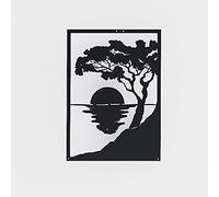 Homemania HOMESRV-10 Decoration de Pared - Pared de Arte Mural - Paisajes, Atardecer - para Sala de Estar, Habitación - Negro en Metal, 35 x 1.5 x 50 cm