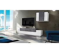 Homemania HOMWEB_031 Módulo de Pared Coro con Soporte de TV, Tablero de Aglomerado de Melamina, Blanco, Antracita, 330 x 45 x 182 cm