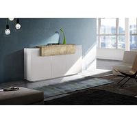 Homemania HOMWEB_037 Aparador Coro con Puertas y Estanterías, Tablero de Aglomerado de Melamina, Blanco, Arce, 160 x 45 x 85.5 cm