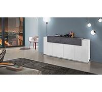 Homemania HOMWEB_044 Aparador Coro con Puertas y Estanterías, Tablero de Aglomerado de Melamina, Blanco, Arce, 200 x 45 x 85.5 cm