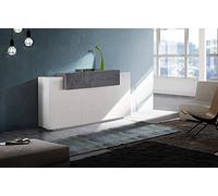 Homemania HOMWEB_046 Aparador Coro con Puertas y Estanterías, Tablero de Aglomerado de Melamina, Blanco, Arce, 160 x 45 x 85.5 cm