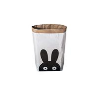 Homemania Soporte para Juguetes Cesta Bunny para Niños, Papel Kraft, Vinilo, Blanco, Negro, 50 x 15 x 60 cm