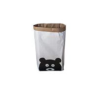 Homemania Soporte para Juguetes Cesta Funny Bear para Niños, Papel Kraft, Vinilo, Blanco, Negro, 50 x 15 x 60 cm