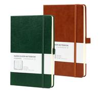 HOMEMARS Cuaderno A5, Blancas,200 páginas, 100 g/m Diario, Sketchbook a5, A5 Notebook, Journal, Marrón Verde, Papel grueso de primera calidad,Paquete de 2, Cuero, Tapa Dura, Lazo Para Bolígrafo