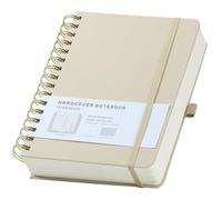 HOMEMARS Cuaderno A5, Blancas, carpeta de anillas A5, bloc de notas, Sketchbook a5, cuaderno de espiral, 300 páginas, 100 g/m², 14,8 cm x 21 cm, Marfil,Cubierta de Cuero, Trabajo y Oficina.