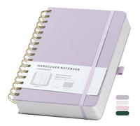 HOMEMARS Cuaderno A5, Rayado, Diario, Bloc de notas A5, Cuaderno de espiral, 240 páginas, 100 g/m², 14,8 cm x 21 cm,Púrpura, Tapa de cuero, Bloc de notas para mujeres, hombres, trabajo, oficina