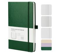 HOMEMARS Cuaderno Punteado A5, Bullet Dotted Journal de Papel con Puntos de 100 g/m², 200 Páginas, Marcapáginas, Libreta A5 de Tapa Dura con Portalápices, Cuaderno a5,Verde