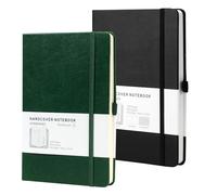 HOMEMARS Cuaderno Punteado A5, Bullet Dotted Journal de Papel con Puntos de 100 g/m², 200 Páginas, Marcapáginas, Libreta A5 de Tapa Dura con Portalápices, Cuaderno a5,Verde Negro,Paquete de 2