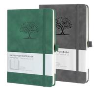 HOMEMARS Diario, Journal, Diario Personal, Journal Diary, Libreta, Libreta A5, A5 Notebook, Cuaderno A5, Paquete de 2,Verde Gris, 200 páginas, 100 GSM, Diseño de árbol en relieve, Cuero Vegano