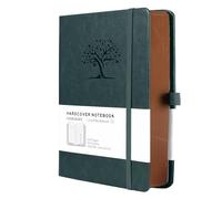 HOMEMARS Diario, Journal, Diario Personal, Journal Diary, Libreta, Libreta A5, Notebook, Cuaderno A5, Verde, 320 Páginas Numeradas, 100 GSM, Diseño de árbol en relieve, Cuero Vegano