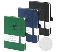 HOMEMARS libretas A6, Negro Verde Azul, Notebook,Cuaderno Punteado Bullet Journal, cuaderno pequeño, bloc de notas de 14,4 cm x 9,6 cm, cuaderno de bolsillo, diario de viaje, cuaderno de cuero