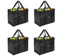 Homemell Bolsas de comestibles reutilizables y resistentes, bolsa grande plegable con capacidad para 100 libras, material de alta calidad extra resistente (negro, paquete de 4)