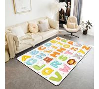 Homemissing ABC - Alfombra de área del alfabeto de 100 x 150 cm para dormitorio, diseño de animales zoológicos, alfombras de sala de estar, alfombras suaves y antideslizantes para decoración de