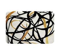 Homemissing Abstact - Tapetes de baño geométricos de arte moderno, accesorios de baño, felpudos de lujo de 20 x 32 pulgadas, microfibra suave negra y dorada