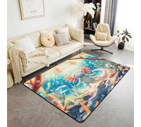 Homemissing Alfombra con diseño de ajolote de dibujos animados, 100 x 150 cm, para niños, salamandra, para sala de estar, dormitorio, para niños y niñas, decoración del mundo submarino, alfombra de