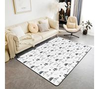 Homemissing Alfombra con diseño de oso del bosque y ciervos, 150 x 200 cm, para la sala de estar, suave, antideslizante, decoración temática del bosque, alfombra para interiores, diseño de conejos