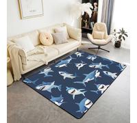 Homemissing Alfombra con diseño de tiburón, 150 x 200 cm, poliéster, para sala de estar, dormitorio, mar, subacuático, decoración del mundo, alfombra para interiores, diseño de animales acuáticos