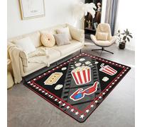 Homemissing Alfombra con temática de película de palomitas de maíz, 150 x 200 cm, poliéster, estilo vintage, estilo grunge, para sala de estar, dormitorio, decoración retro de máquina de palomitas de
