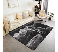 Homemissing Alfombra de 100 x 150 cm, poliéster, para sala de estar, dormitorio, animales, lobos, decoración, montaña, luna, lobo, interior, alfombra suave y antideslizante
