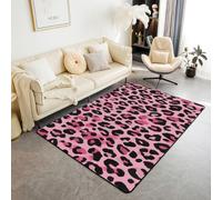 Homemissing Alfombra de área con estampado de guepardo de 150 x 200 cm, diseño de piel de animal salvaje, alfombra para sala de estar para niños y niñas, alfombra de decoración rosa africana con