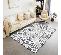 Homemissing Alfombra de área con estampado de guepardo de 150 x 200 cm para sala de estar, diseño de leopardo gris y blanco, alfombra de decoración de safari con alfombra antideslizante de piel de