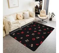 Homemissing Alfombra de área con lazo de leopardo de 100 x 150 cm para dormitorio, moño de guepardo y sala de estar, alfombra suave antideslizante para decoración de cerezas kawaii, alfombra para