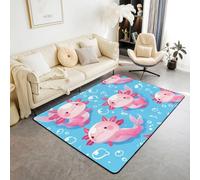 Homemissing Alfombra de área de 150 x 200 cm, bonita alfombra de decoración de ajolote para niños y niñas, diseño de salamandra de dibujos animados, para niños, mujeres, hombres, mar, mundo
