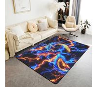 Homemissing Alfombra de área de dragón de hielo de fuego de 100 x 150 cm para dormitorio, alfombra mágica de vida silvestre para sala de estar, suave, antideslizante, misteriosa decoración del espacio