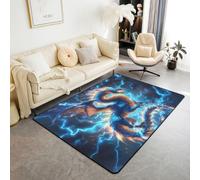 Homemissing Alfombra de área de dragón de poliéster de 150 x 200 cm, alfombra mágica de vida silvestre para dormitorio, decoración mágica occidental, alfombra misteriosa del espacio exterior, alfombra