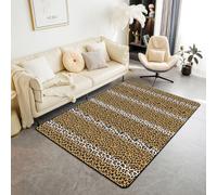 Homemissing Alfombra de área de leopardo de 100 x 150 cm, color marrón y blanco, alfombra para sala de estar para niños y niñas, decoración de guepardo con respaldo antideslizante, estampado animal