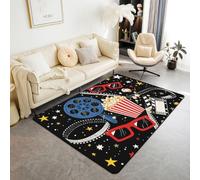 Homemissing Alfombra de área de palomitas de maíz, 100 x 150 cm, estilo vintage grunge, para sala de estar, para niños, niñas, dormitorio, decoración retro de máquina de palomitas de maíz, alfombra