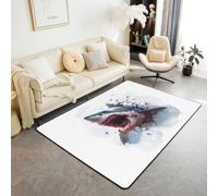 Homemissing Alfombra de área de tiburón de poliéster de 100 x 150 cm, diseño marino, para sala de estar, dormitorio, mar, decoración del mundo subacuático, alfombra para interiores, alfombra suave