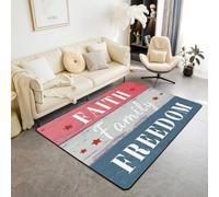 Homemissing Alfombra de área del Día de la Independencia, 100 x 150 cm, para el 4 de julio, alfombra de sala de estar para dormitorio, bandera americana, decoración de granja, alfombra suave y ligera