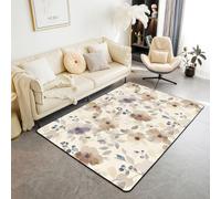 Homemissing Alfombra de área floral de 100 x 150 cm, alfombra vintage floral para sala de estar para niños y niñas, decoración de flores de amapola, alfombra con respaldo antideslizante, alfombra
