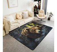 Homemissing Alfombra de área para dormir con diseño de oso de 100 x 150 cm, diseño de animales lindos, alfombra rústica para sala de estar para niños, niñas, dormitorio, vida silvestre, decoración de