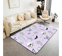 Homemissing Alfombra de Halloween de 100 x 150 cm para dormitorio, diseño de calavera y fantasma, alfombra suave, antideslizante, decoración temática de terror, alfombra de brujería para interiores