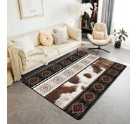 Homemissing Alfombra de piel de vaca con estampado de piel de vaca, 100 x 150 cm, alfombra de sala de estar para niños y niñas, decoración nativa bohemia con respaldo antideslizante, tapete de piso