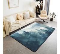 Homemissing Alfombra de pinos azules y verdes, 100 x 150 cm, diseño de las partes del norte del mundo, coníferas, para sala de estar, dormitorio, decoración de paisaje natural, alfombra para
