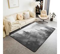 Homemissing Alfombra de pinos grises de 150 x 200 cm, diseño de las partes del norte del mundo, coníferas, para sala de estar, dormitorio, decoración de paisaje natural, alfombra de bosque para