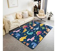Homemissing Alfombra de poliéster con diseño de dinosaurios de dibujos animados, 100 x 150 cm, para sala de estar, dormitorio, anime, dinosaurio, decoración, vida silvestre, interior, suave