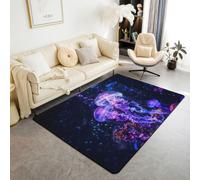Homemissing Alfombra de poliéster con diseño de medusas, 100 x 150 cm, para sala de estar, dormitorio, criatura marina, decoración del mundo subacuático, alfombra para interiores, suave