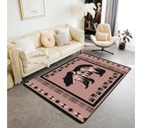 Homemissing Alfombra de poliéster con diseño de oso de luna, 100 x 150 cm, alfombra rústica para sala de estar, para dormitorio, decoración geométrica del suroeste, alfombra marrón y negra para