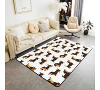 Homemissing Alfombra de poliéster con diseño de perro salchicha, 150 x 200 cm, para sala de estar, dormitorio, cachorro, perro, decoración de amapola, tapete para interiores, Kawaii, suave