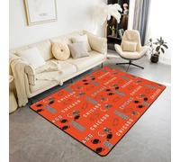 Homemissing Alfombra de sala de estar para dormitorio, 100 x 150 cm, alfombra de interior para niños, niñas, adolescentes, decoración de ciudad de fútbol americano, alfombra naranja y negra