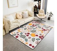 Homemissing Alfombra de salón con temática de Halloween para dormitorio, 100 x 150 cm, bonita alfombra de decoración de fantasma kawaii para niños y niñas, flores botánicas, calabazas, calaveras