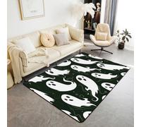 Homemissing Alfombra de salón con temática de Halloween para dormitorio, 100 x 150 cm, bonita alfombra de decoración de fantasmas para niños y niñas, diseño de dibujos animados kawaii, decoración de